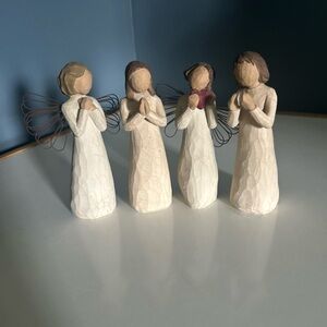Willow Tree Angel Figurines - Cream and Brown 4 total